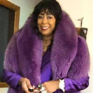 Fox fur shoulder wrap purple